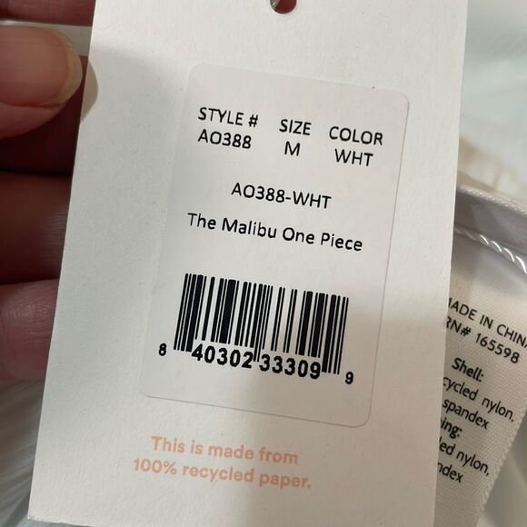 Andie Swim The Malibu One Piece Ribbed White size M NWT minimalist - Picture 5 of 6